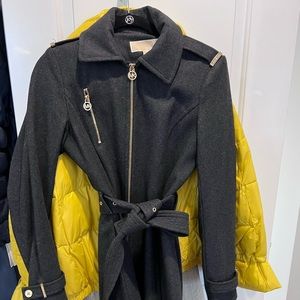 Michael Kors grey peacoat with gold accents size small